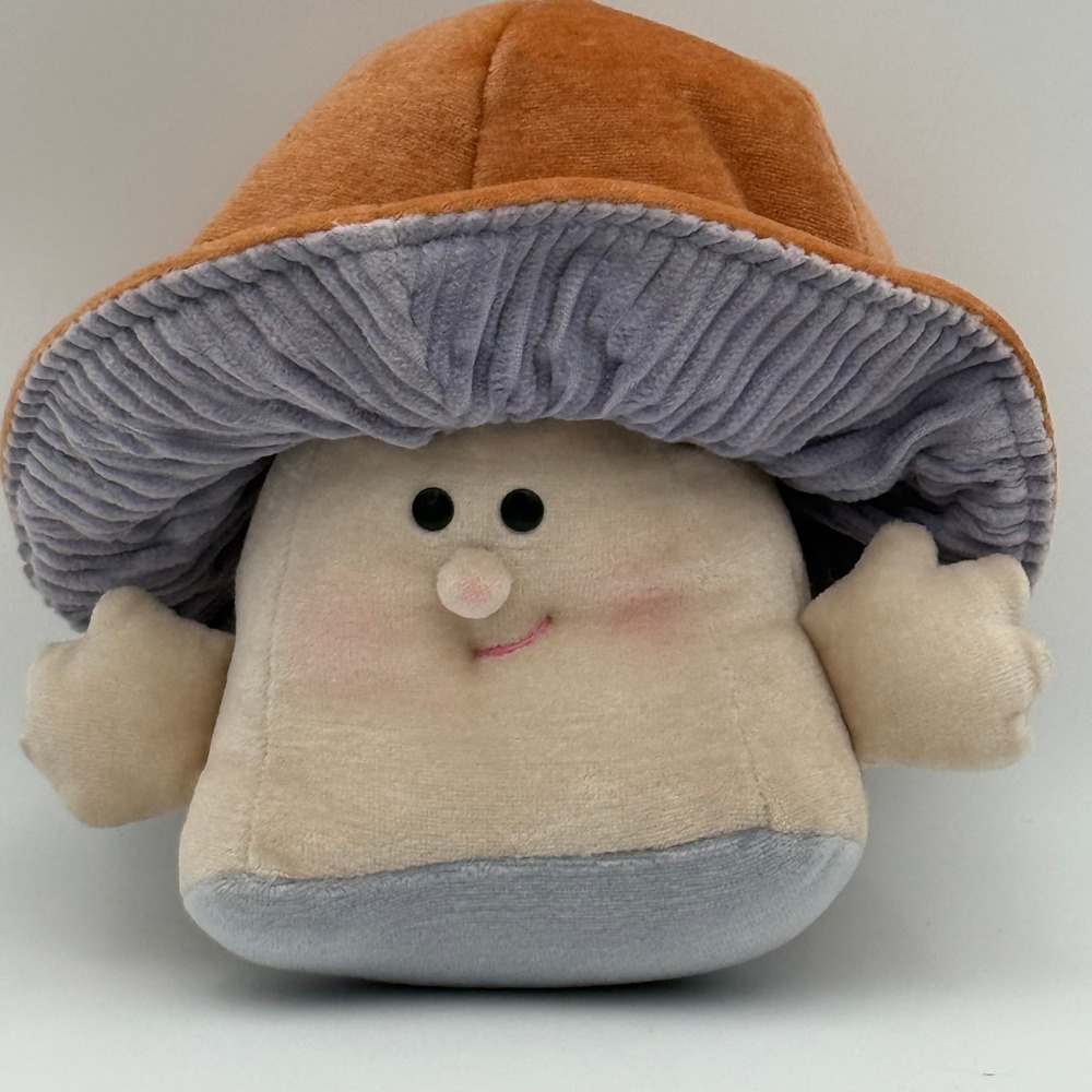 Vintage Somersaults by Avon Mushroom Plush Stuffed Toy Orange Lavender 8 Inch
